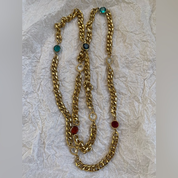 Vintage Chain Bezel Necklace YSL Style. - Picture 1 of 9